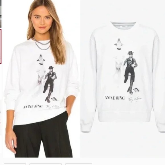 Anine Bing Ramona White Sweatshirt Terry O'Neill Sz Xs NWT - Picture 2 of 3